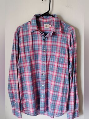 Faherty Pink and Blue Plaid Long-Sleeve Button-Down Shirt